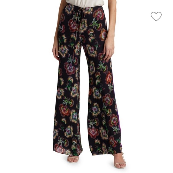 ALEXIS Ikdea Printed Wide Leg Silk Pants Small - Picture 1 of 9